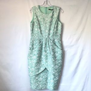 BADGLEY MITCHEKA Flower Formal Dress Green Mint White 12